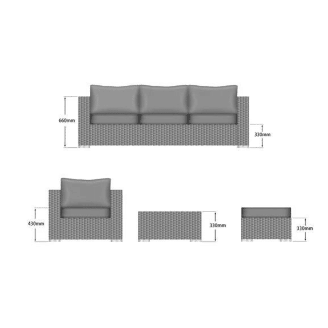 5 Seater Rattan Furniture Sofa Set Mixed Grey with Rain Cover - Image 6