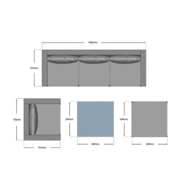 5 Seater Rattan Furniture Sofa Set Mixed Grey with Rain Cover - Image 7