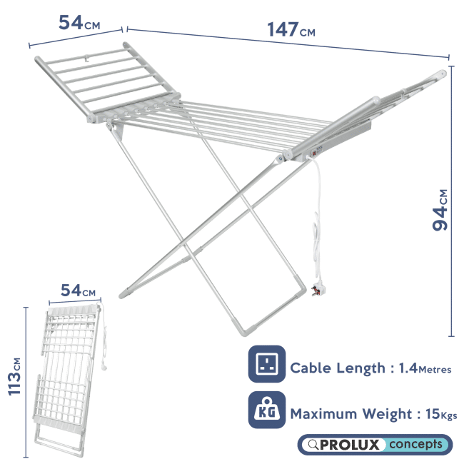 Electric Clothes Airer with Extension Wings - Image 6