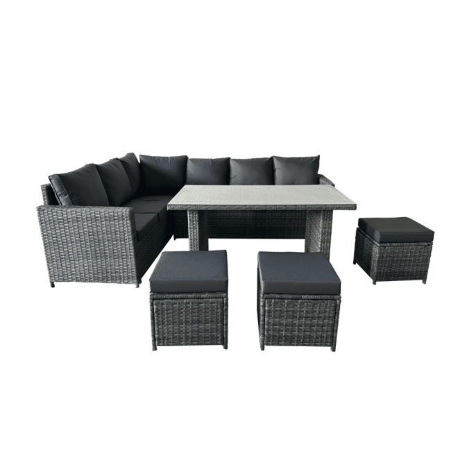 9 Seater Rattan Dining Corner Set with Rain Cover - Image 4