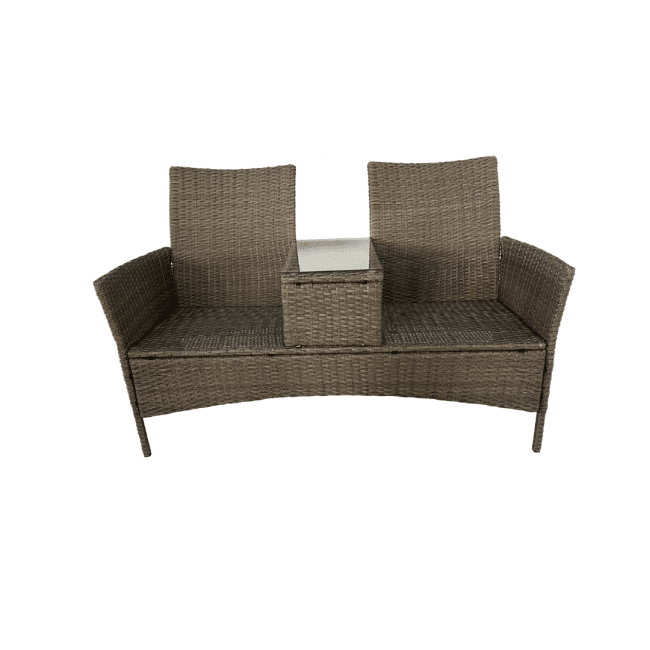 Rattan Love Seat Bench with Cushions - Image 3