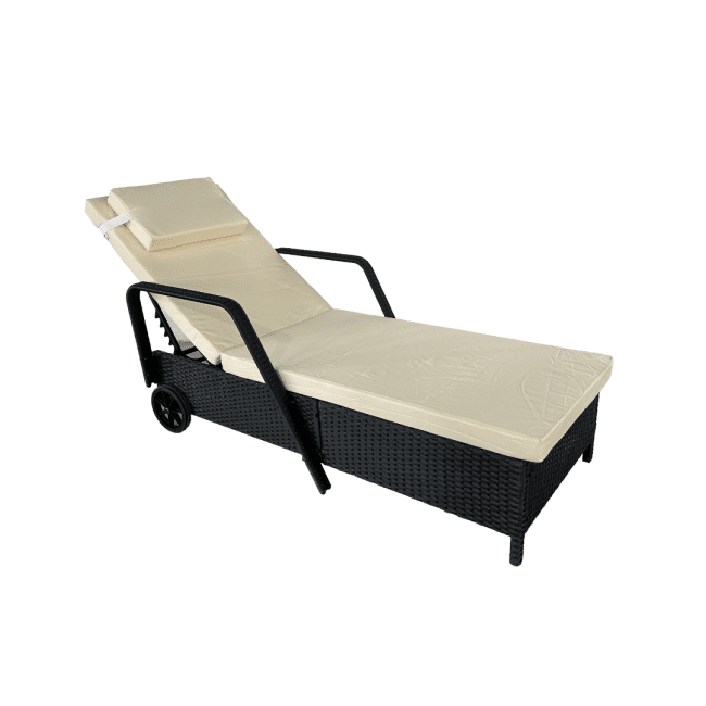 Rattan Sun Lounger with Wheels - Image 3