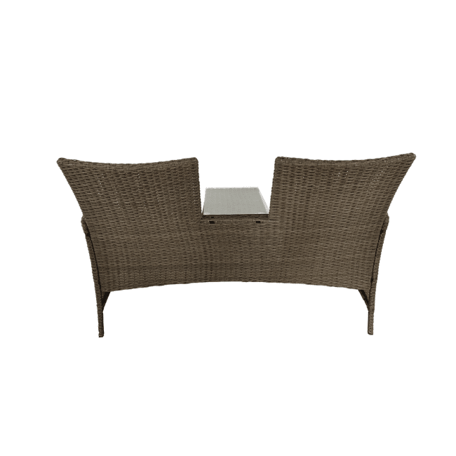 Rattan Love Seat Bench with Cushions - Image 4