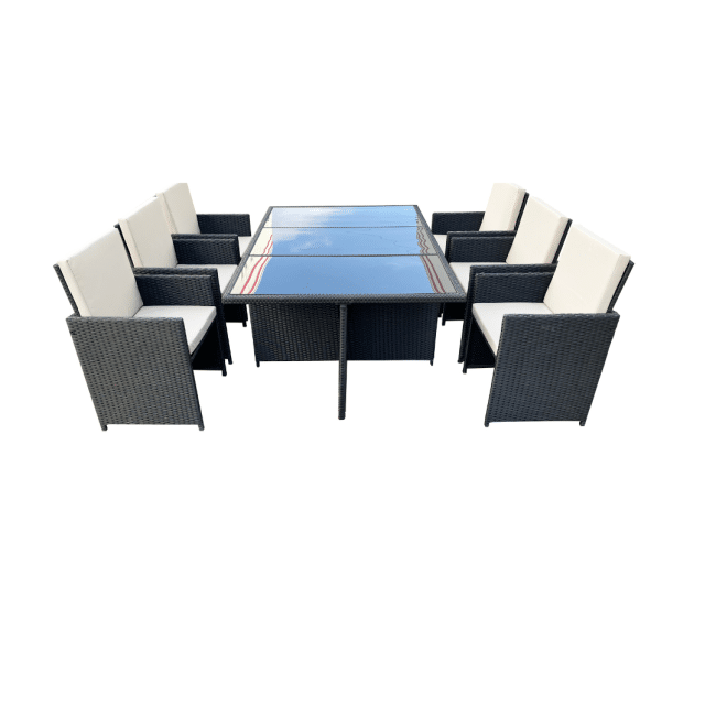 10 Seater Rattan Dining Cube Set with Rain Cover - Image 5