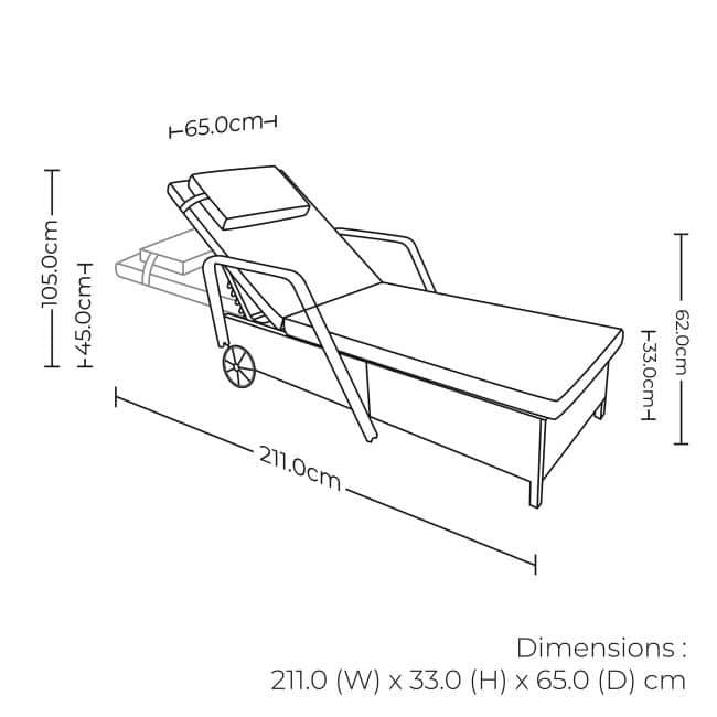 Rattan Sun Lounger with Wheels - Image 4